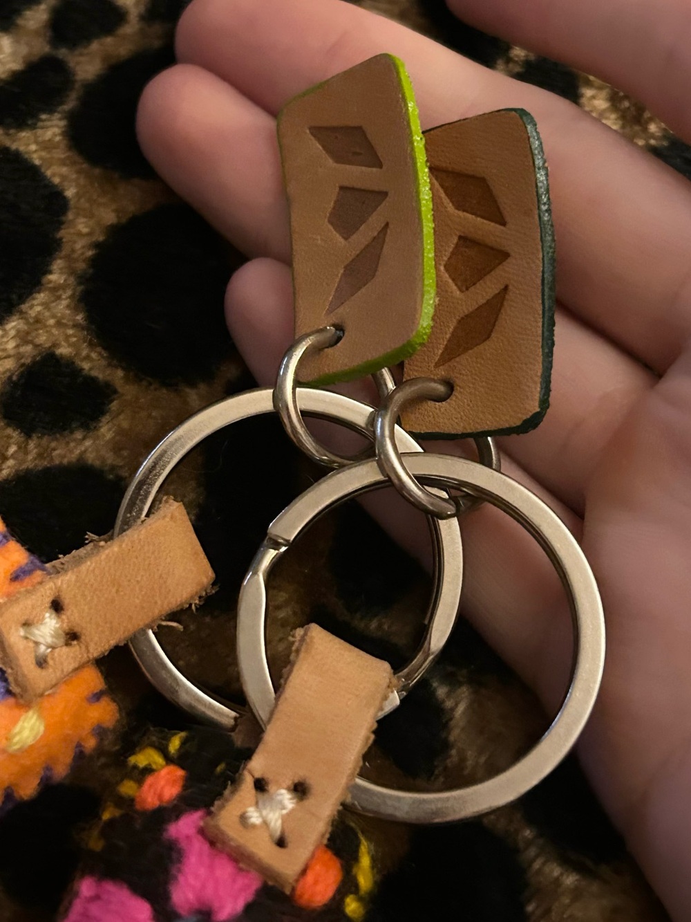 Consuela Two Embroidered Felt Letter “L” Bag Charms in Black and Orange - Picture 7 of 8